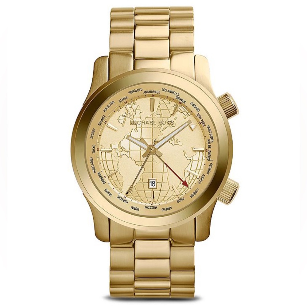 Micheal Kors Limited Edition World Map Runway Watch 43.5mm NWT